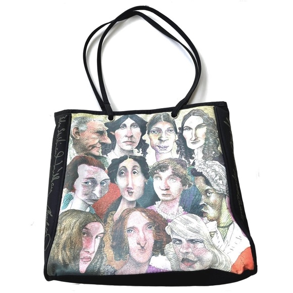unknown Handbags - Literary Authors Art Tote Bag (Jane Austen, Woolf, Plath, Shelley, etc.), 11x12”